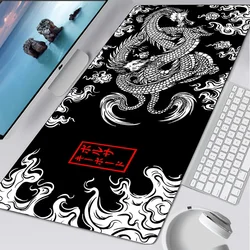 Alfombrilla de ratón Dragon en blanco y negro, tapete para ordenador portátil, teclado de Anime japonés para juegos, alfombrilla de goma para mesa, alfombrilla para ratón, alfombra para Pc