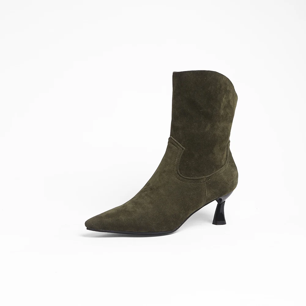 2026 ربيع جديد الحلو البني الجيش الأخضر النساء حذاء من الجلد الساخن عالية الكعب سيدة فستان أحذية زائد كبير صغير الحجم 11 32 43 45 48 #2