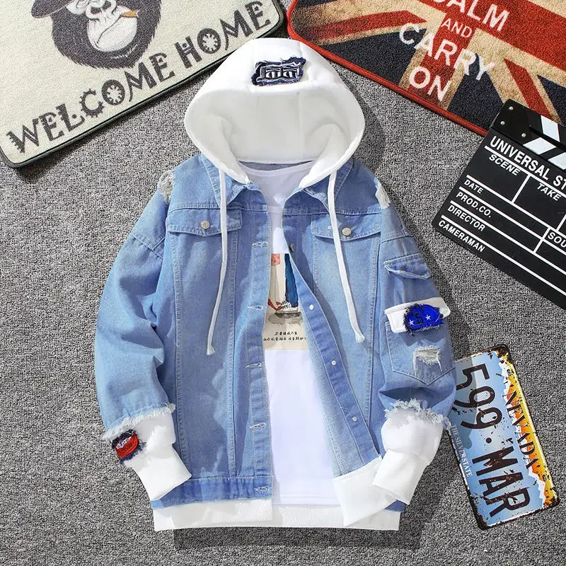 2022 Mới Mùa Xuân Thu Có Mũ Áo Khoác Denim Nữ Hip Hop Jeans Áo Khoác Jean Nữ Cổ Máy Bay Ném Bom Streetwea Áo Khoác Áo Khoác Ngoài