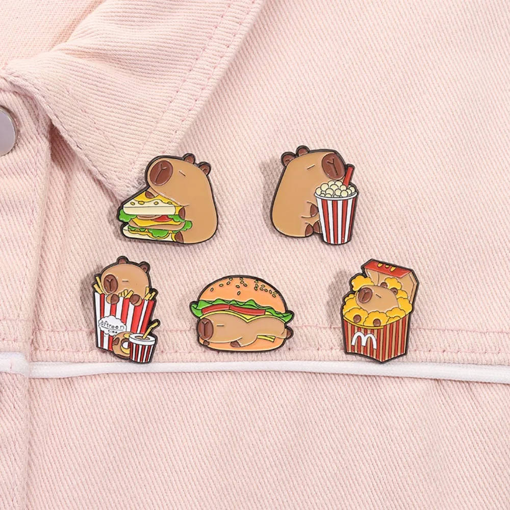 

Cute Animal Food Burger Capybara Brooch Capibara Cartoon Costume Pin Student Schoolbag Metal Badge Jewelry Gift
