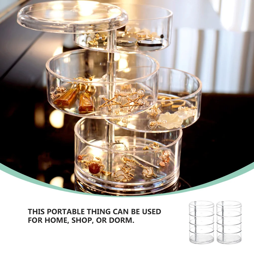 

1 pc Jewelry Box Transparent 4-Layer Storage Organizer For Cosmetics Makeup Desktop Home Dorm Use Storage Container