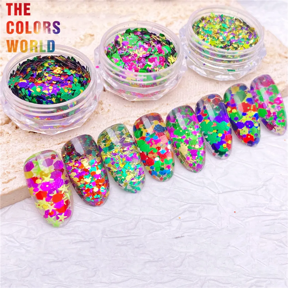 TCT-959 Dionysia Glitter Sequins Red & Green Mix for Party Festival Nail Art Body Art Tumbler Crafts - Sparkling Accessory Set