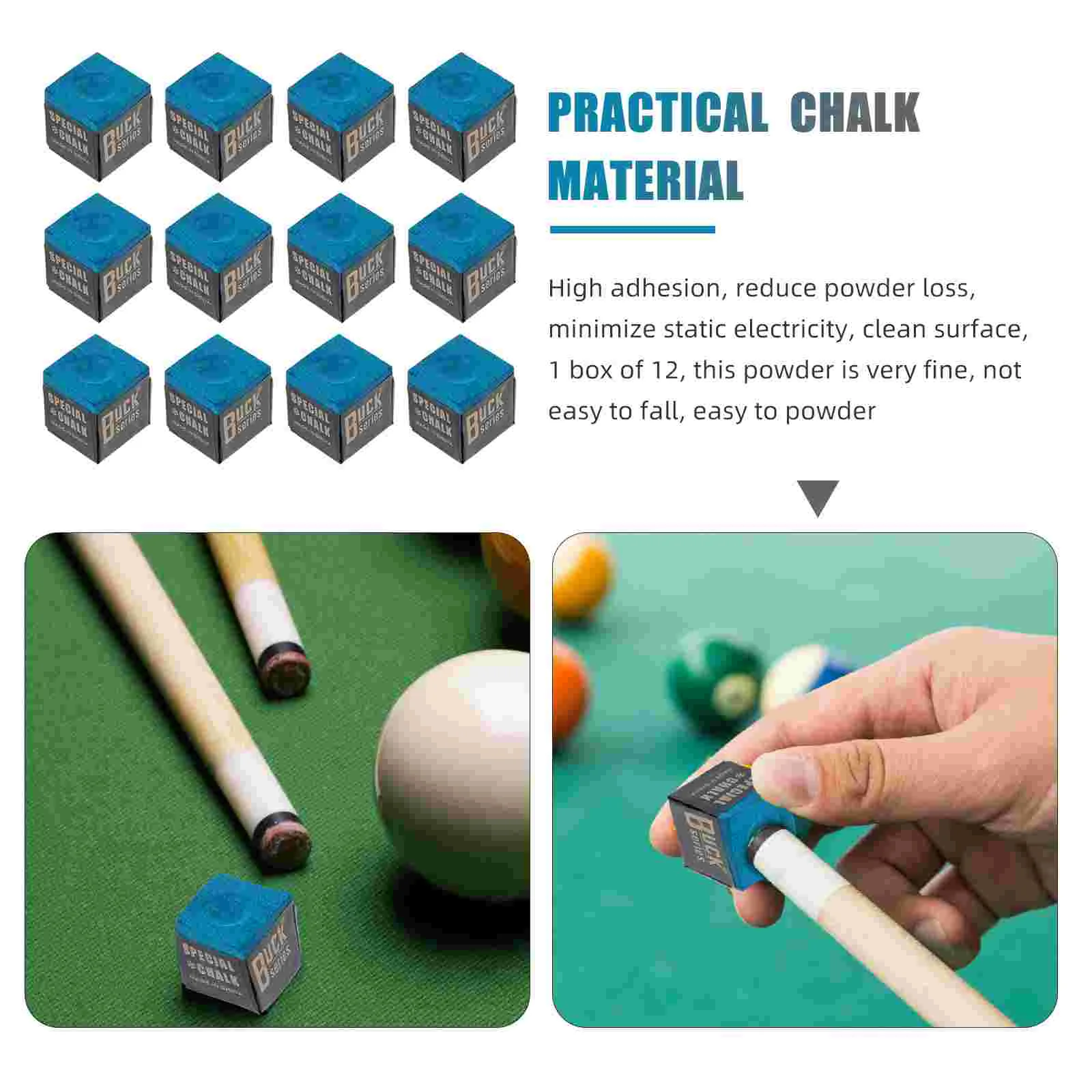 12 Pcs Billiard Accessories Pool Table Training Chalks Cue Billiards Chocolate Powder Stick Wiping