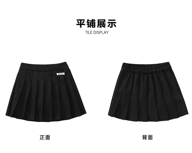 Japanischer Preppy-Plissee-Rock für Schulmädchen, Schwarzer Minirock für Teenager, Modische Kinderkleidung 5 6 7 8 9 10 11 12 13 14 – Detail 10