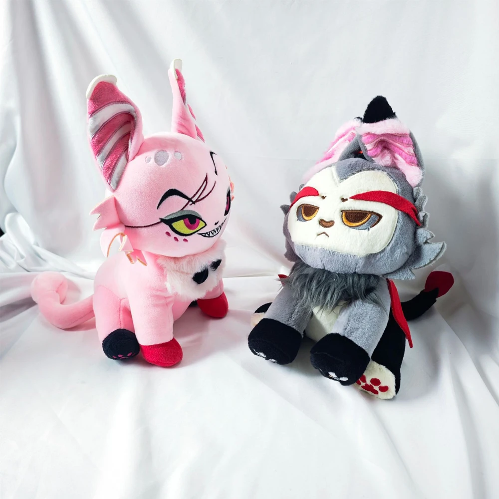 

Супер милые забавные розовые серые Люцифер Уренная звезда Ангел Мяу плюшевые игрушки аниме анимация Хазбин отель фигурка персонажа плюшевая кукла
