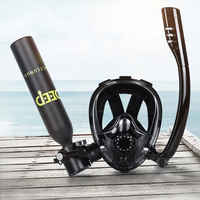 DIDEEP Mini Scuba 0.5L Diving Tank with lungs sub mask, Dive Portable Lungs Kit With Hand Pump Underwater Breathing System