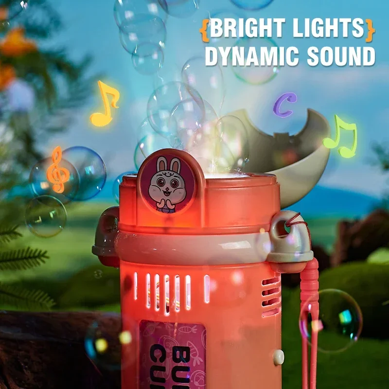 Automatische Wasserflasche Blase Spielzeug Poröse Lade Wasserkocher Blase Maschine mit Sound Licht Elektrische Kind Spiele Im Freien Mädchen Geschenk