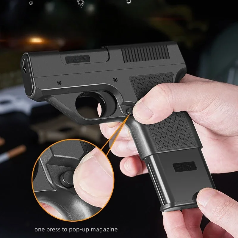 New Gun Lighter Pistol with Magazine Cigarette Holder Lighter Multi-function Windproof Jet flame Gas Lighters for Men Small Gift