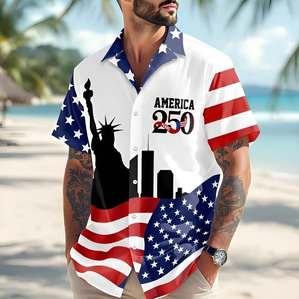 2026 250th Anniversary America Hawaiian Shirt 250 Years USA Independence Day Shirt 1776-2026 Clothing 4th Of July Patriotic Gift