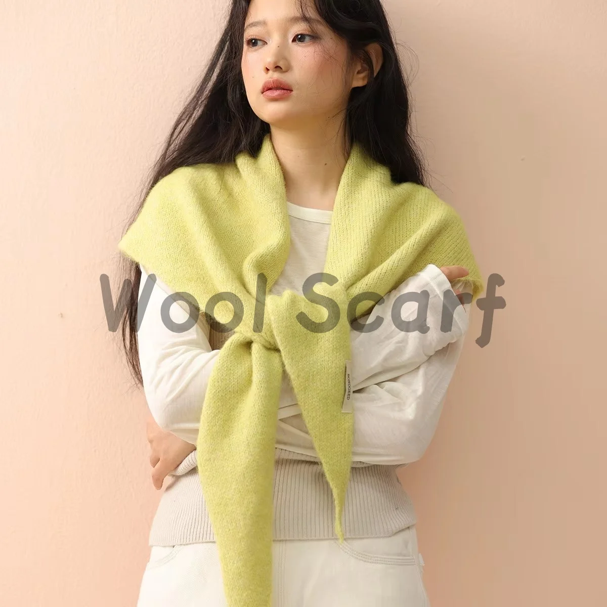 

Шерстяной вязаный треугольный шарф большого размера, модный женский зимний теплый платок, шаль, цветной шейный платок, хиджаб, пашмина, роскошный