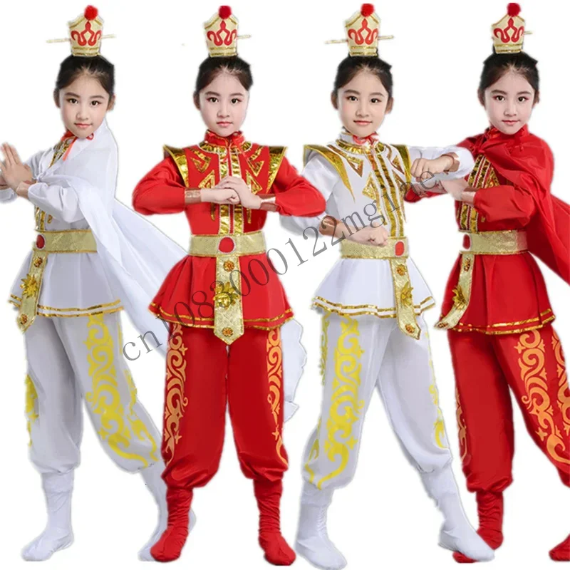 Kids Hua Mulan Cosplay Costumes Traditional Chinese Stage Performance Party Clothing Ancient Soldier Drama Dance Dress 11 CMM221