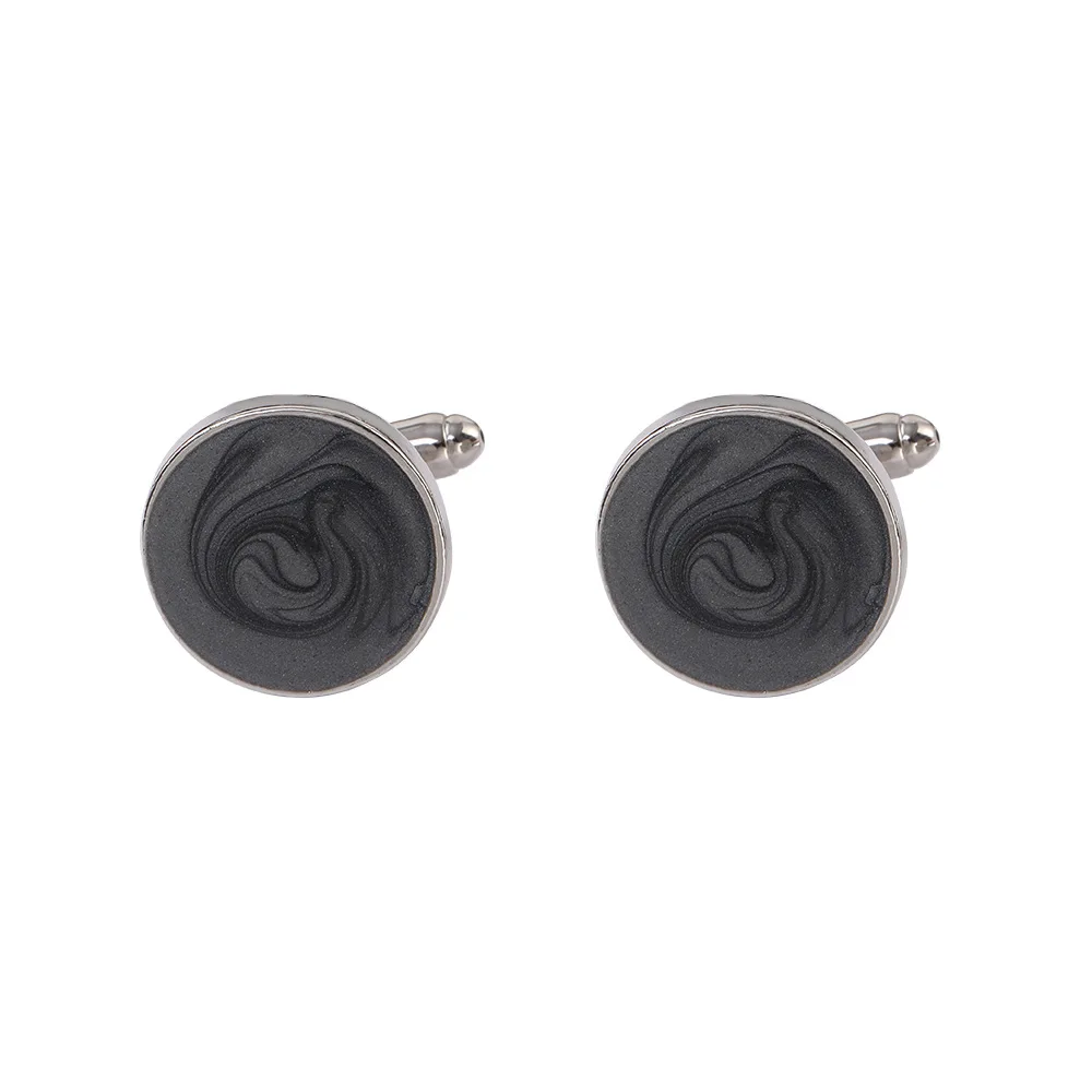 Tri Color Circular Flowing Enamel Cufflinks Exquisite Cufflink for Business Wedding Suits Decorative Accessory for Men's Shirts