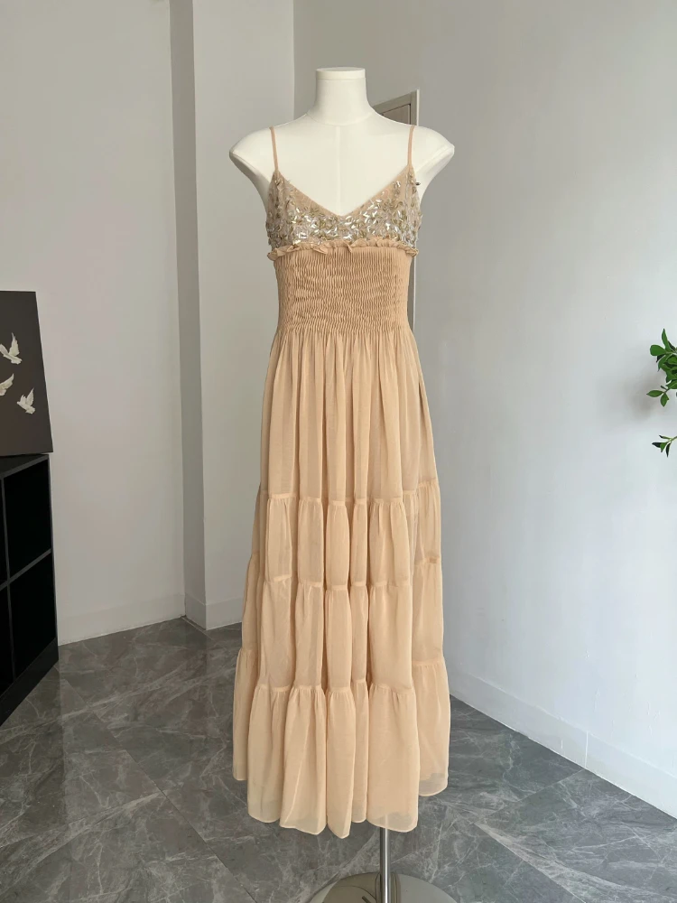 French Elegant Midi Dress Women Causal Y2k 2000s Vintage Party Dress 2024 Summer Korean Fashion Office Lady Slim One Piece Dress