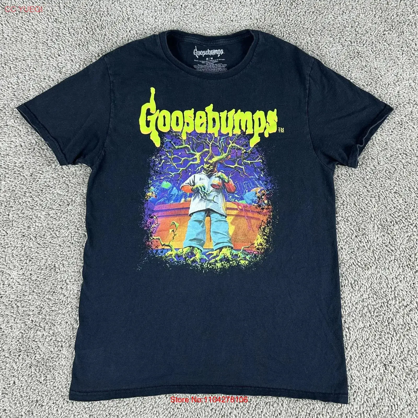 Goosebumps T Shirt Mens Medium Black Horror TV Show R L Stine Monster vintage Washed Stylish homme Soft Casual graphic