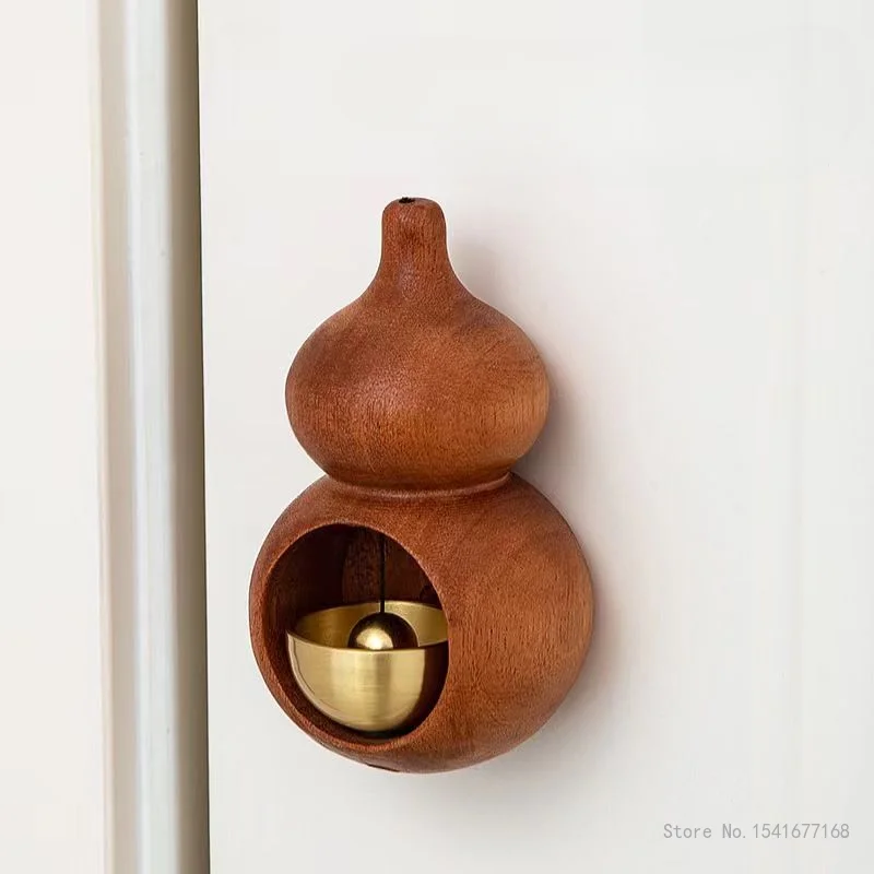 

Creative Sandalwood, Beech Wood Small Gourd Shaped Doorbell Bell, Magnetic Suction Home Door Hanging Decoration, Wind Chime, 1Pc