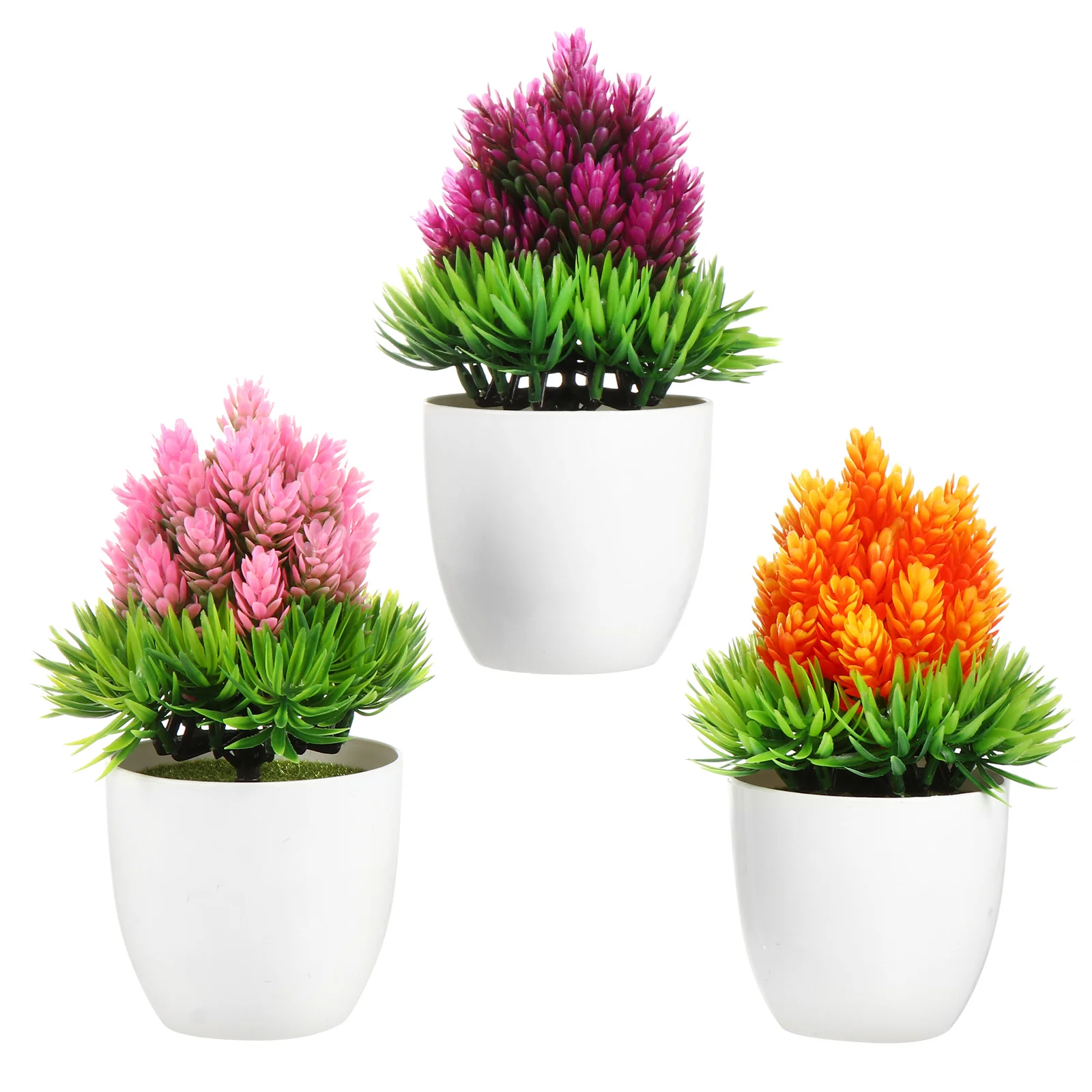 

3 Pcs Simulation Pine Needle Pineapple Potted Home Office Decor Plastic Desktop Bonsai Fake Green Artificial Indoor nament