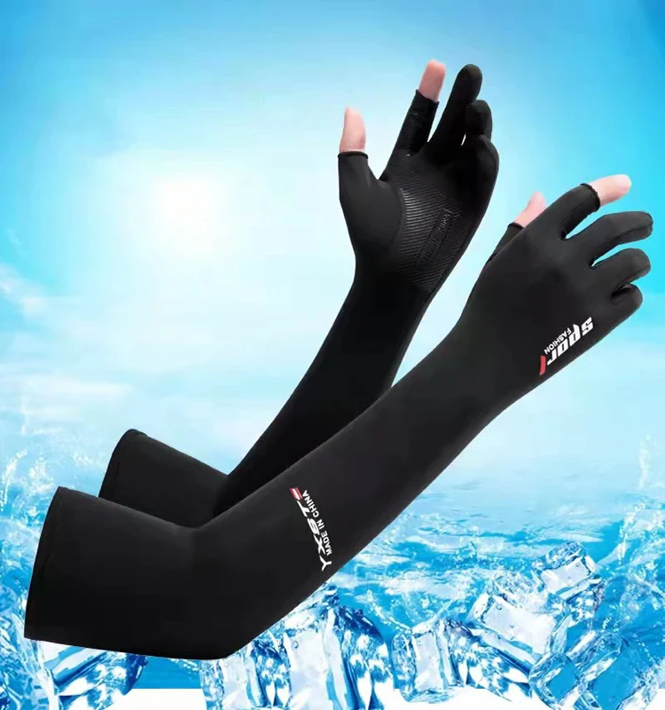 UV-Solar-Armstulpen, lange Manschetten für Radfahren, Männer und Frauen, cooler Sonnenschutz, Motorradfahrer, Fahrhandschuhe, Handabdeckung, Sommer – Detail 1