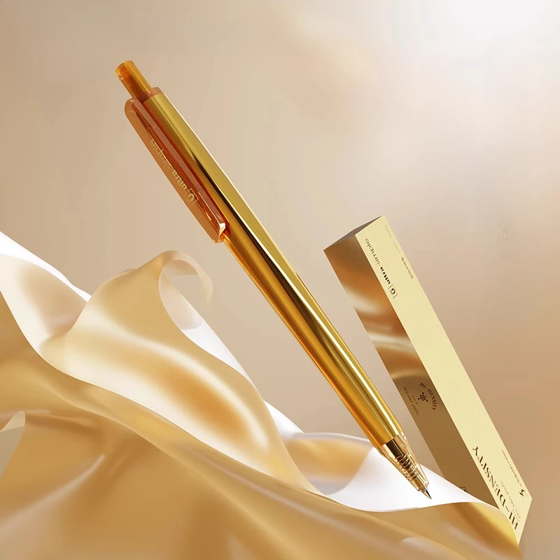 Flowing Gold High-density Press Metal Gel Pen, Student Business 0.5mm Signature Pen, Office Back To School Stationery Ball Pen