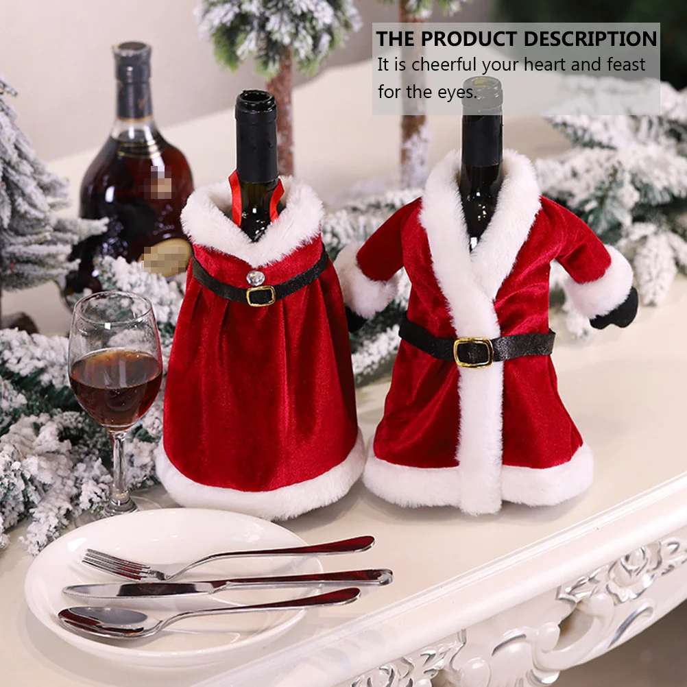 

2pcs Wine Bottle Cover Christmas Dress Adornment Festive Party Supply Creative Funny Decor Set Bar Tools