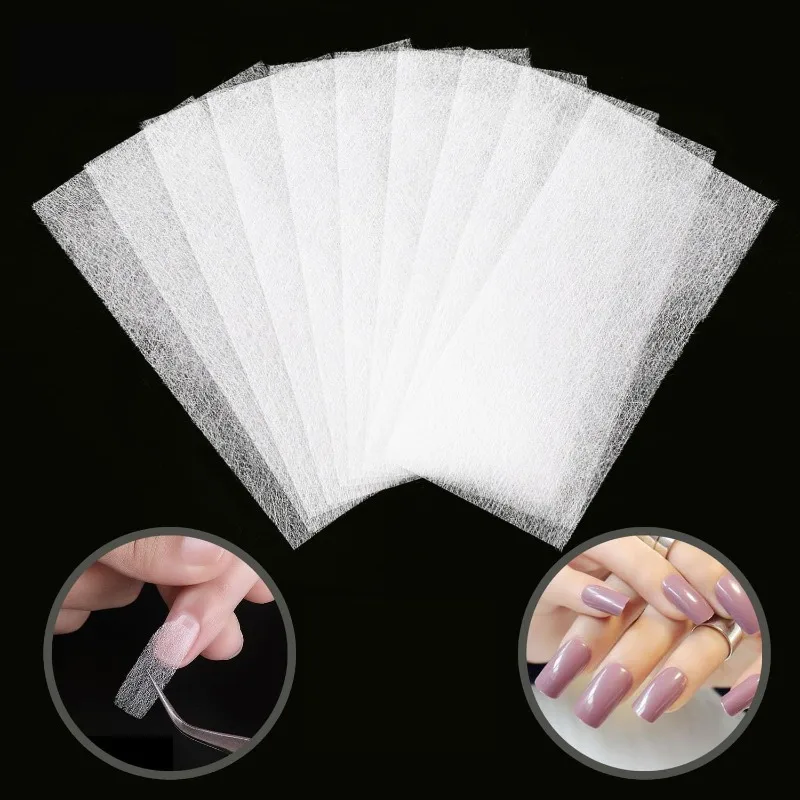 30 Pcs Fiberglass Nail Wrap Silk Reinforcement - Non-Woven French Tip Stickers for Gel Extension & Repair Care Kit
