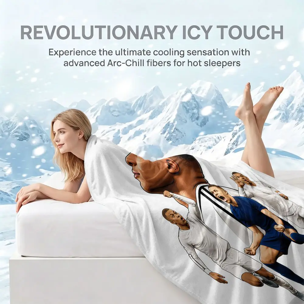 Cooling Blanket Summer Cooling Throw 3D Digital Print Soccer Player Dynamic Wicking Breathable Soft Bed Sofa Decor Gift