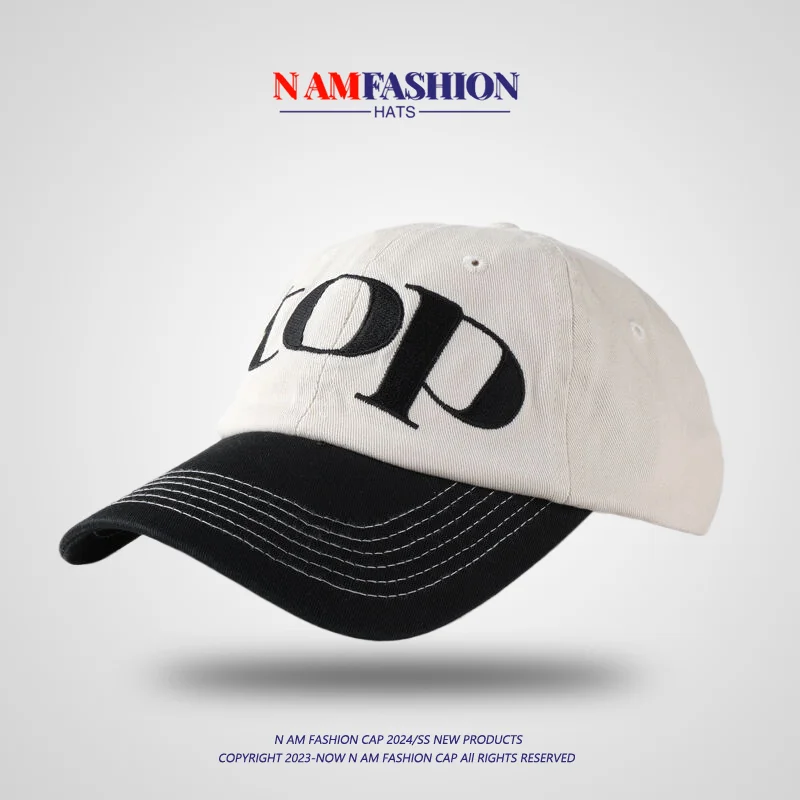 

Same Style Color Matching Letter Embroidery Baseball Cap for Women Spring and Summer Soft Peaked Cap