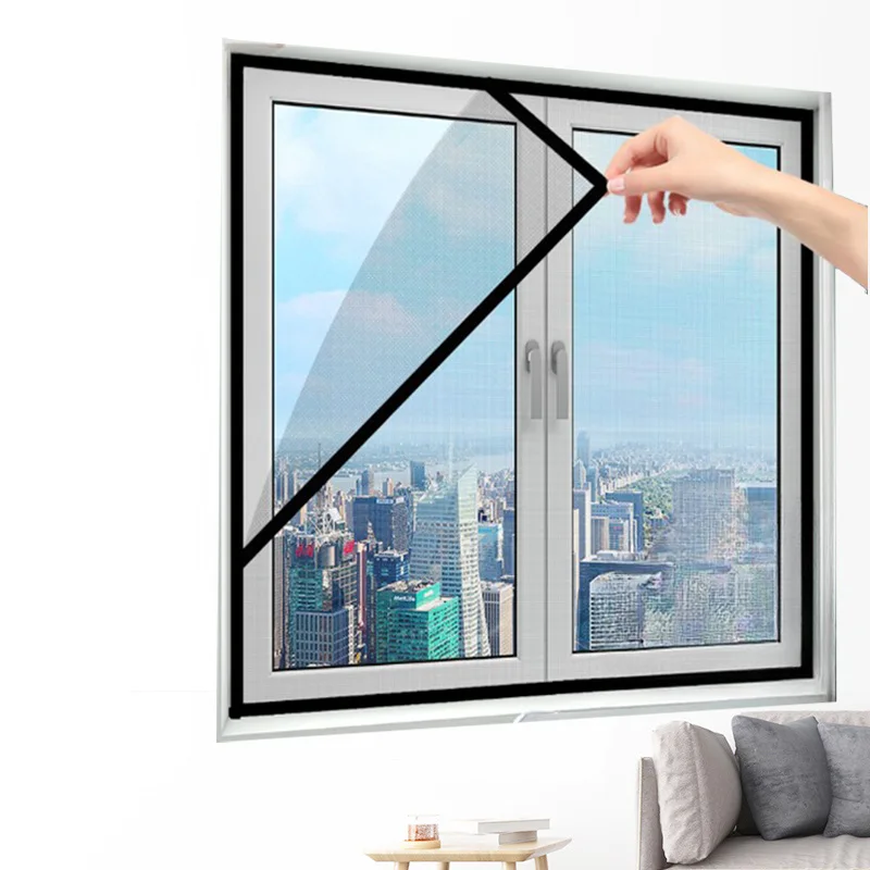 Black Window Mosquito Net Summer Screen Supports Customized Sizes is Detachable and Can washable Prevent Mosquitoes and Insects