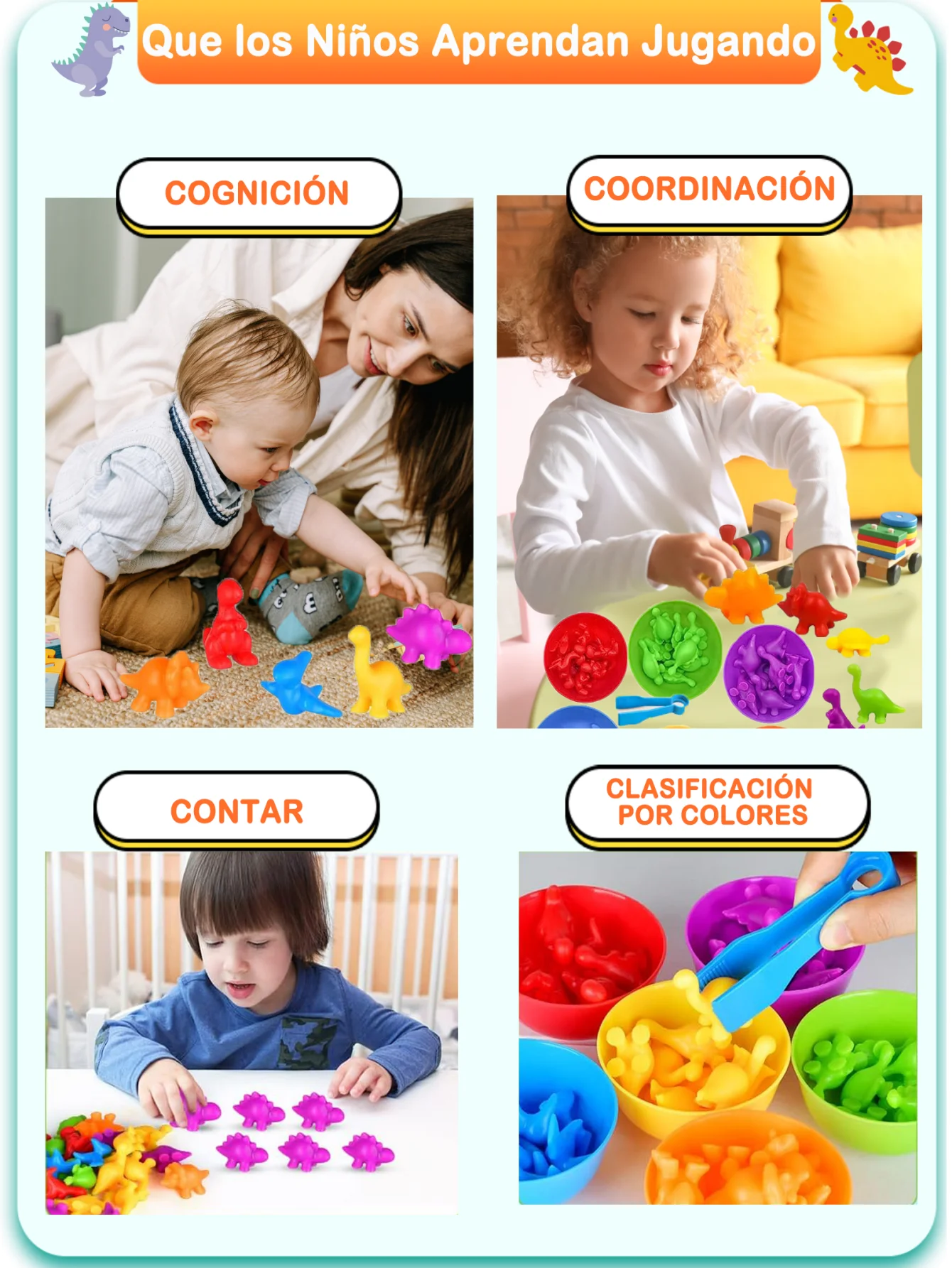 몬테소리 동물 분류 장난감 동물 숫자 세기 색상 분류 공룡 동물 식별 기술 업그레이드 어린이 선물 장난감