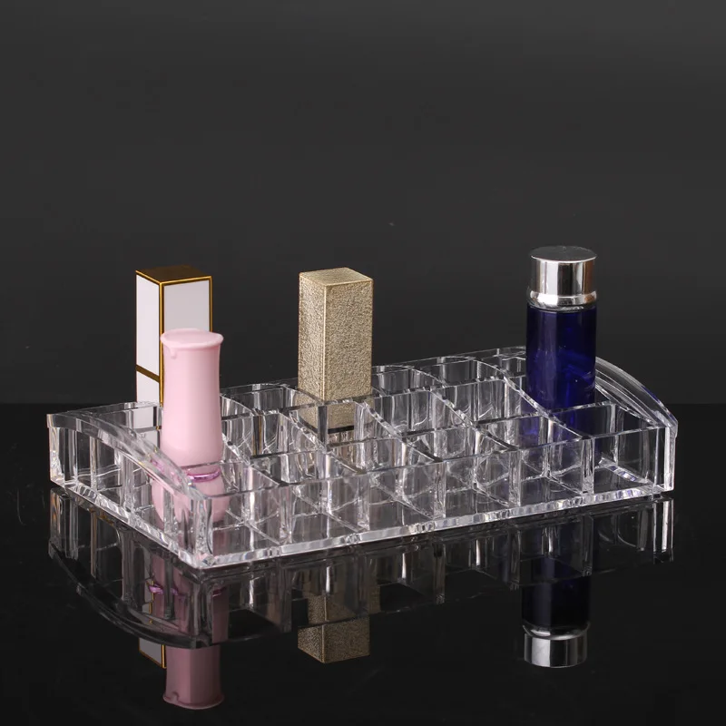 26 Grid Acrylic Lipstick Storage Box Clear Lip Gloss Display Stand Nail Polish Cosmetic Organizers Makeup Tools Brush Holder