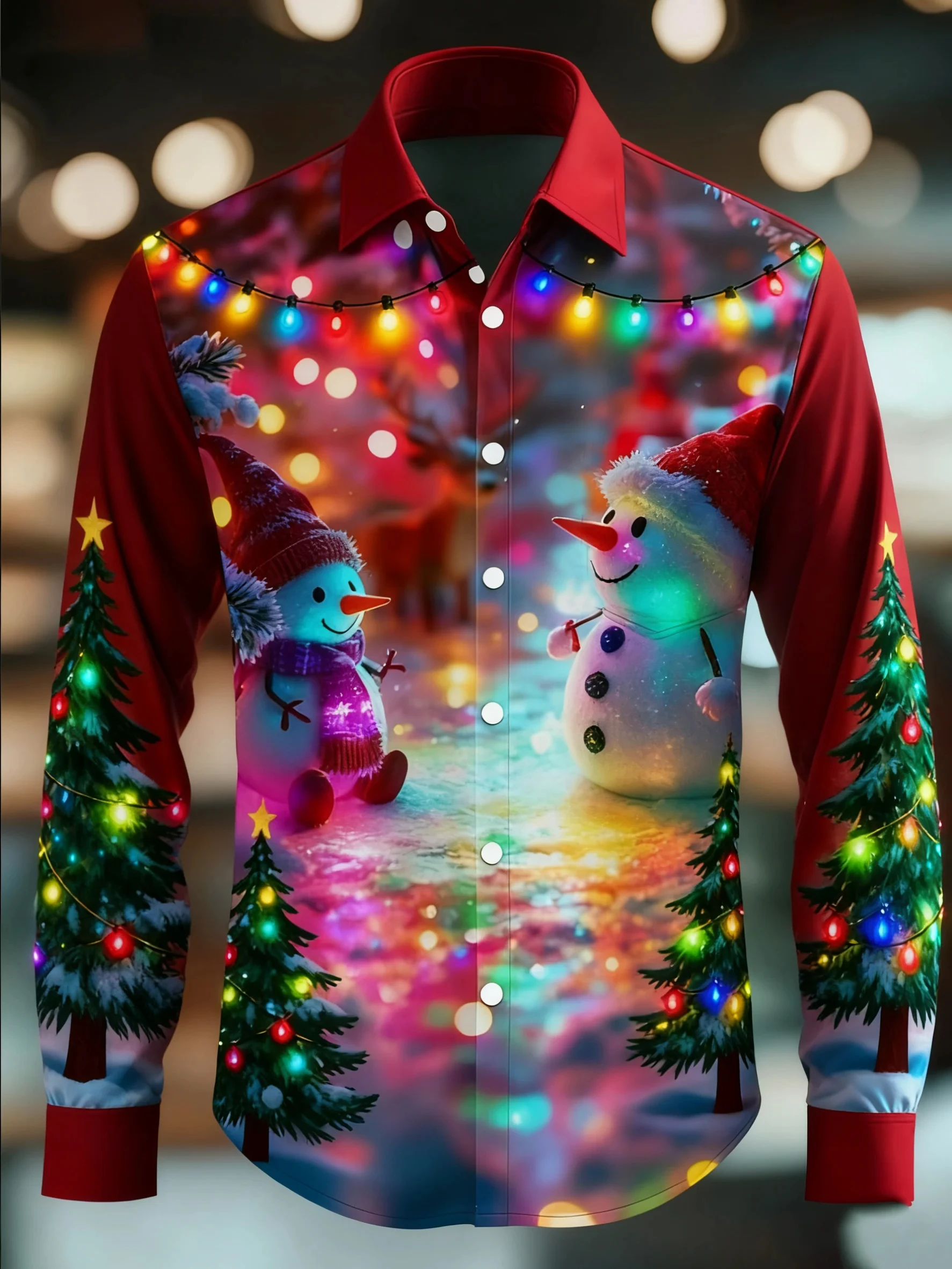 2025 عيد الميلاد موضوع الرجال ثلاثية الأبعاد ملابس منقوشة بكم طويل قمصان ملابس كاجوال عيد الميلاد مساء ملابس الحفلات الرجال الشارع الشهير الخريف #5