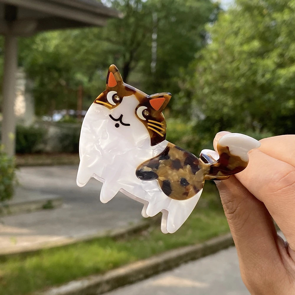 Retro Cartoon Leopard Cat Acetate Hair Claw Clip For Women Girls Trend Animal Shark Barrettes Hair Accessories For Thick Tool