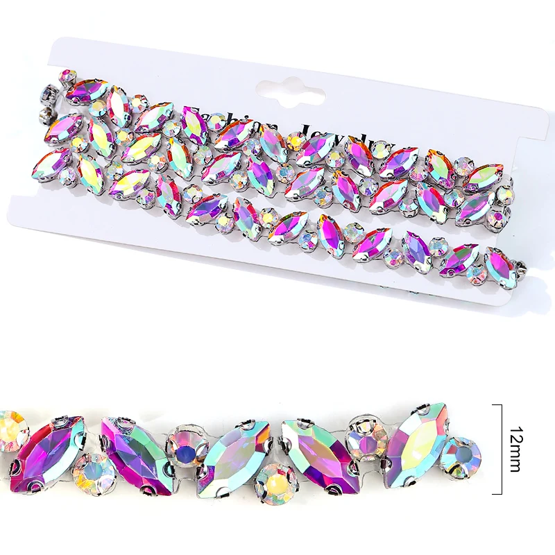 QIAO Strassband Kristall AB Hotfix-Band Funkelndes Netz-Strass-Applikationsband für Kleider, Hochzeitsdekoration, DIY-Basteln – Detail 5