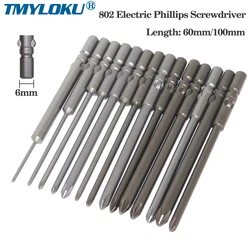60mm/100mm 802 Phillips screwdriver bit 6mm round handle magnetic screwdriver bit S2 alloy steel screwdriver bit set