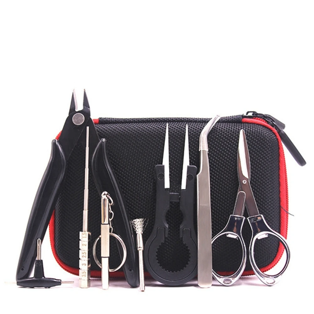 

9 in 1 Mini DIY Tool Bag Coil Jig Tweezers Pliers Repair Wire Tool Kits Electronic Accessories Bags Tweezers Pliers