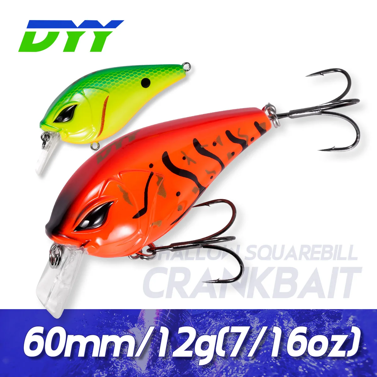 DYY Square Bill Crankbaits Fishing Lure 60mm 12g Floating Rattling Minnow Artificial Hard Bait for Perch Pike Bass Fishing Lures