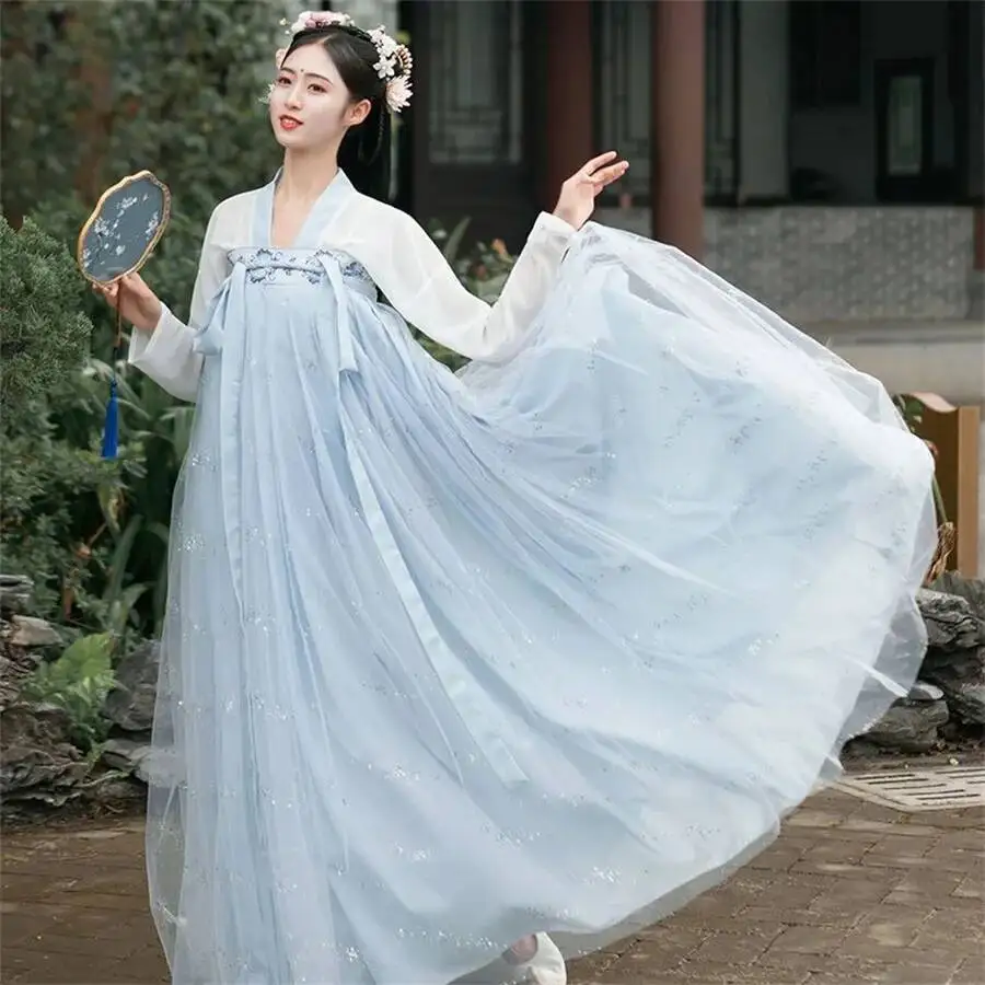 

Vintage Party Fairy Dress Print Ethnic Style Stage Hanfu Dress Cosplay Costumes Traditional Chinese Clothing for Women Clothes