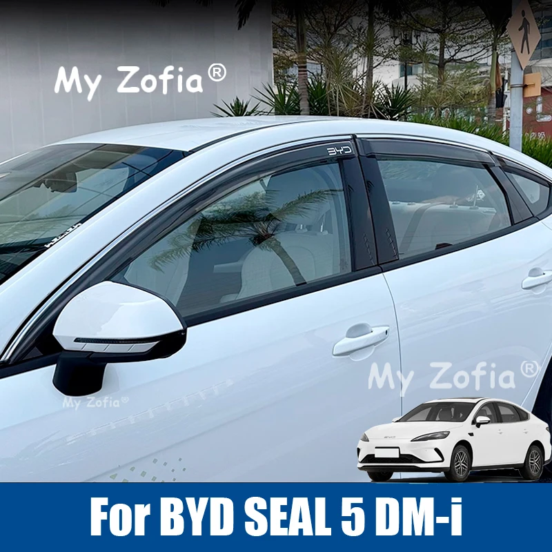 

For BYD SEAL 5 DM-i 2025 2026 Car Window Visor Car Rain Shield Deflectors Awning Trim Exterior Rain Giards Cover Accessories
