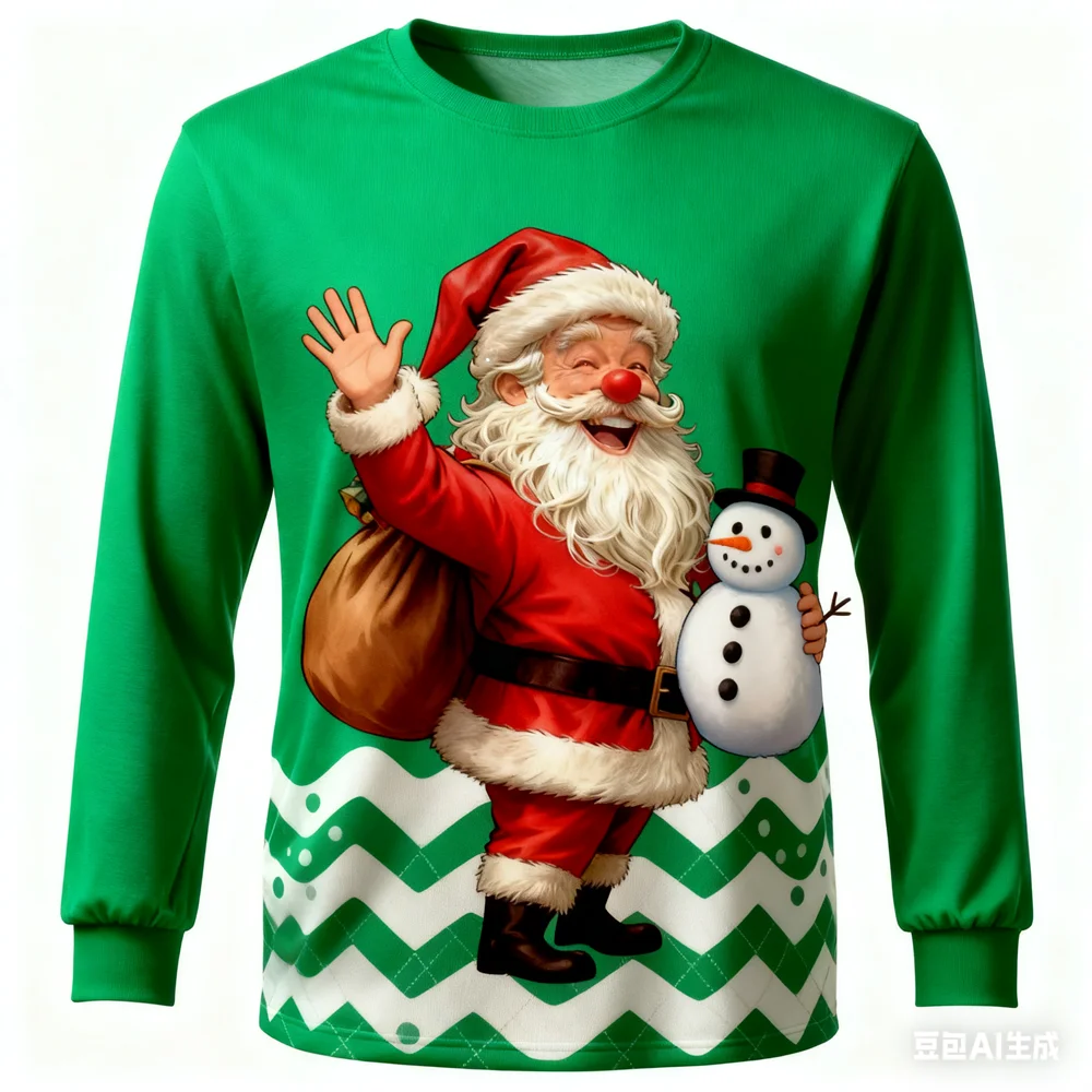 

Рождественская осенняя футболка с длинным рукавом с 3D забавным рисунком Санта-Клауса, футболка с принтом для мужчин, мужская и женская зимняя футболка с графическим принтом, топ