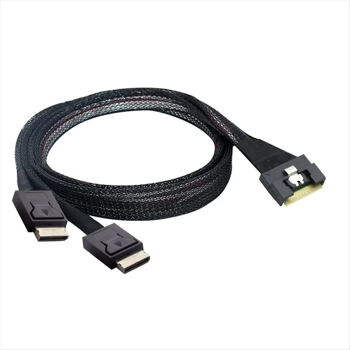 SCLS Slim Sas SFF-8654 8i to Oculink SFF-8611 4i X 2 Server High-Speed Cable for Server PCI-Express Riser Card