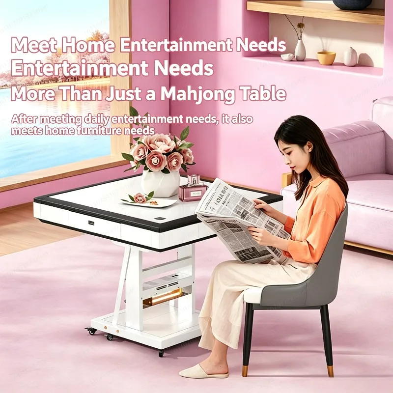 7.0 Silent Tech Double Folding Mini Mahjong Table, Automatic Home Electric Low Noise Machine with Heating