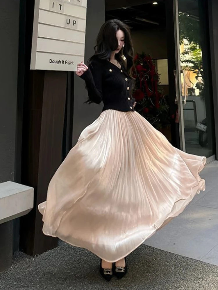 Deeptown Elegant Fairycore Long Skirt Women Korean Style Sweet Purple Ruffle Skirts Femal Coquette Fashion High Waist Maxi Skirt