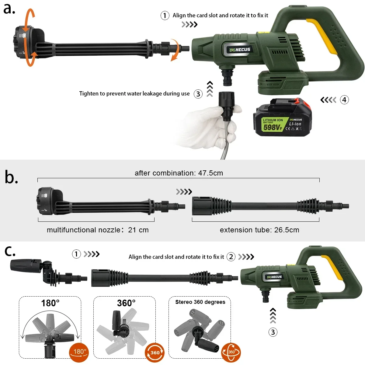 Hecus 200Bar Brushless High Pressure Car Washer Spray Cordless Water Gun Car Washing Machine for Home for Makita 18V Battery