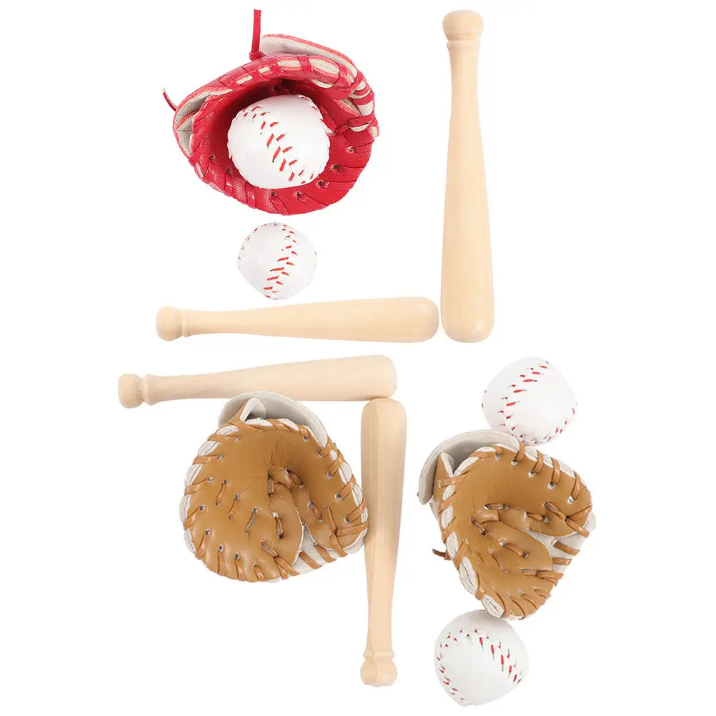 

1Set Mini Baseball Bat Glove Ball Kit Miniature Sports Decoration Mini House Supply Role Pretend Playset Creative Simulation