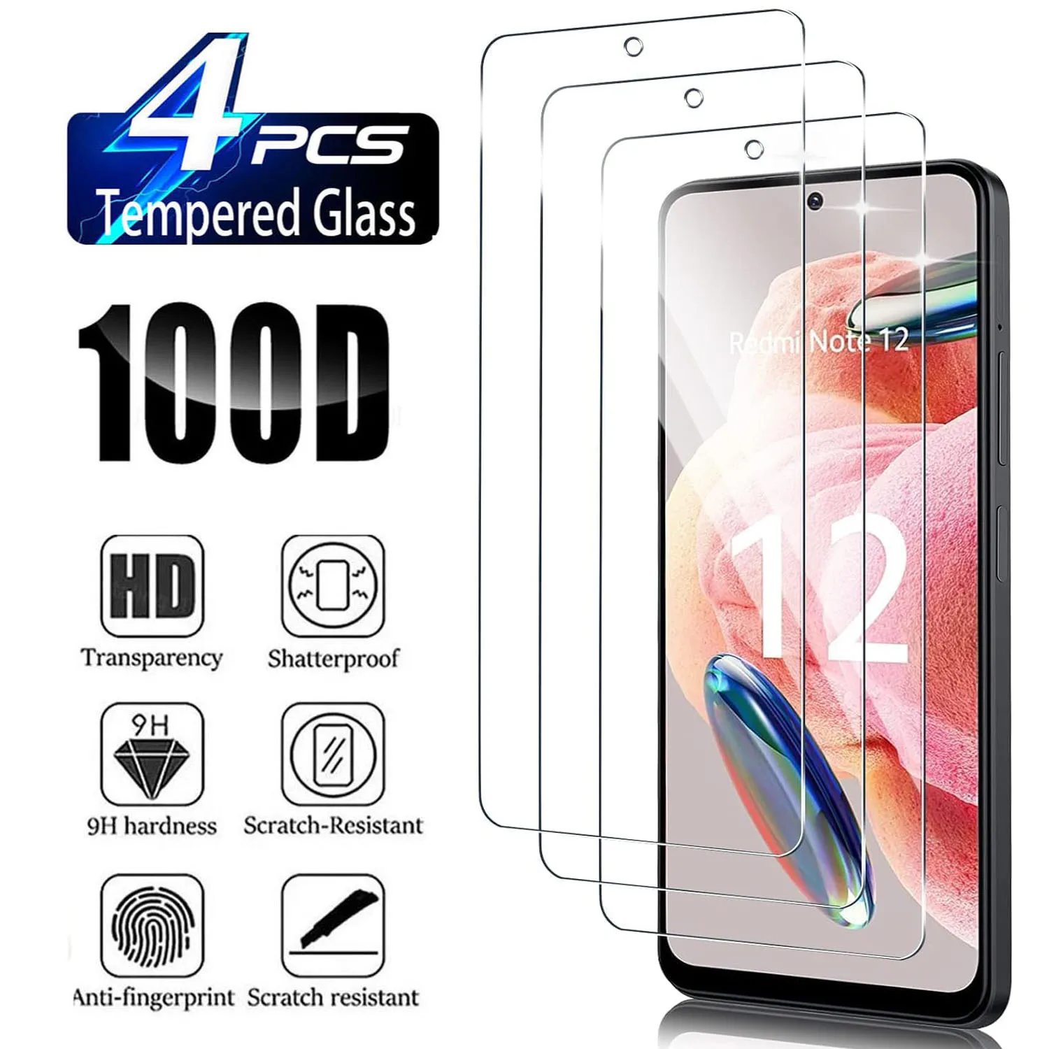 

2/4Pcs Tempered Glass For Xiaomi Redmi Note 12 4G 5G/Note 12S/Note 12 Pro/Note 12 Pro + Screen Protector