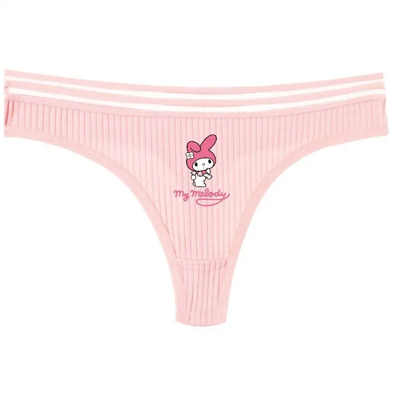 Kawaii Sexy Sanrios Women Thongs Kuromi Anime Girls T-Back Underwear Hello Kitty My Melody Soft G-String Panties Lingerie Gifts