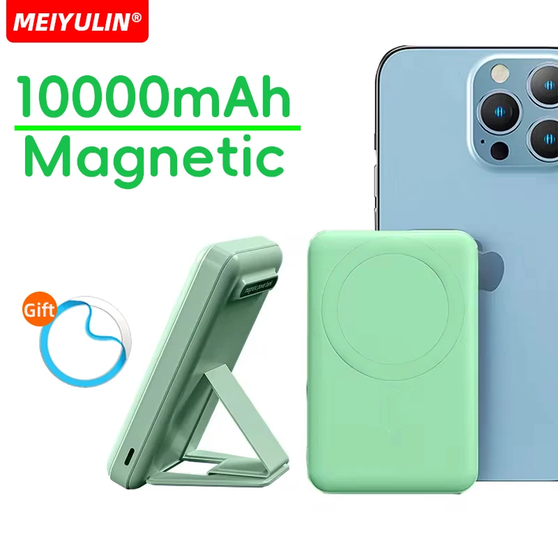 Portable 10000mAh Wireless Power Bank Magnetic 5000mAh USB C PD Fast Charging External Battery Stand For IPhone Samsung Xiaomi