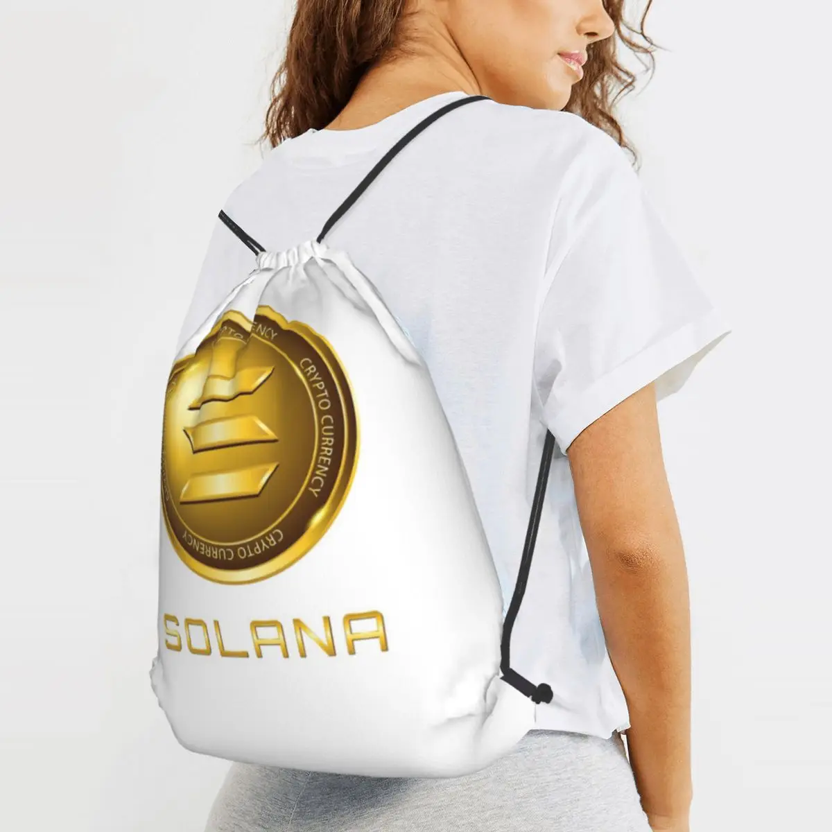 Solana Crypto Currency Backpacks Fashion Drawstring Bags Shoes Bag Book Bags for Man Woman School