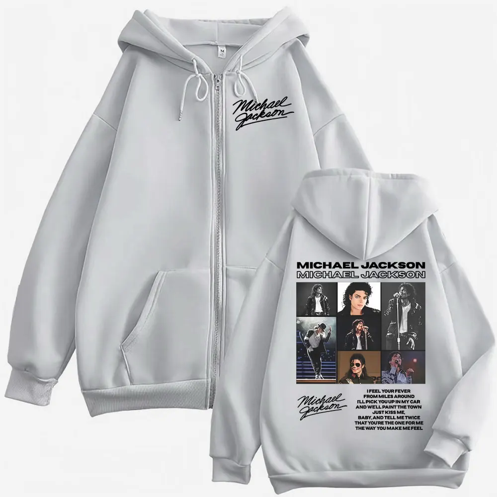 King of Pop Michael Jackson Tour Zipper Hoodies Herrenmode High Street Jacke Sweatshirts Lässige Oversize-Pullover mit Reißverschluss – Detail 6