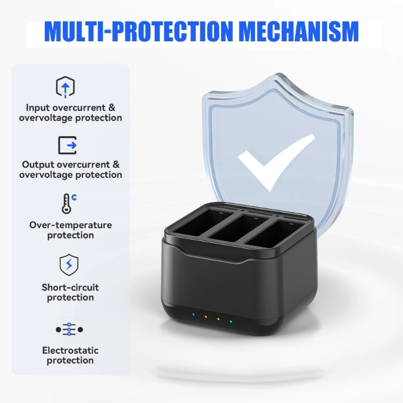 

Portable Charging Hub for Action5Pro Action Camera Batteries MicroSDs Card Organizers Safe Charging with Lights