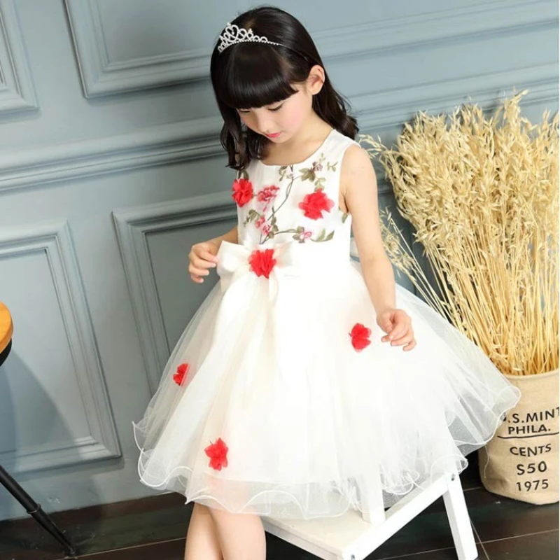 Summer Girls Party Dress for Photoshoot Child Kids Princess Dresses Flower Korean Version Student Dance Dress 2 To 12 Years Old